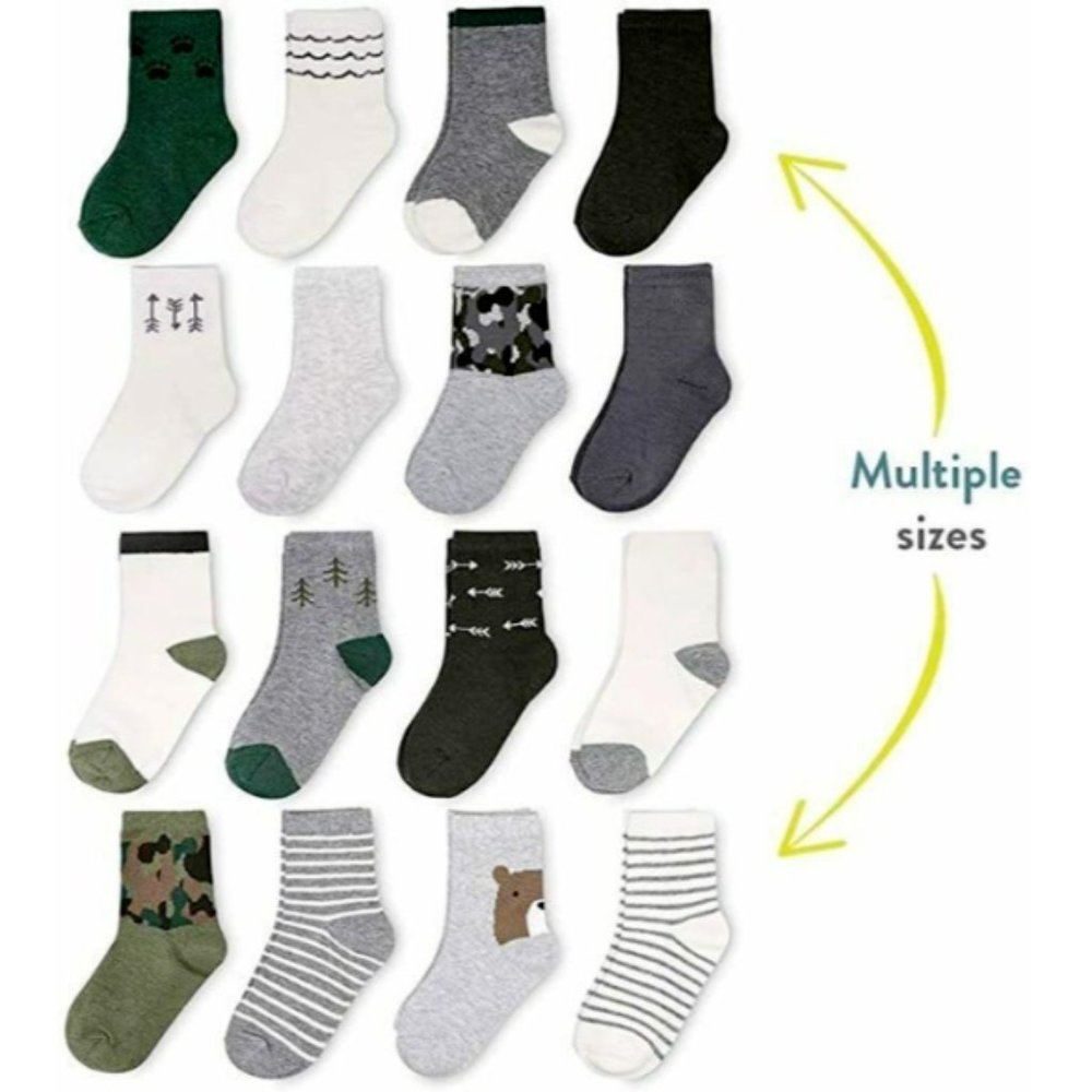 Lot of 16 Pair Infant/Toddler Socks Outdoor Theme 8(0-3M) & 8 (3M-12M)